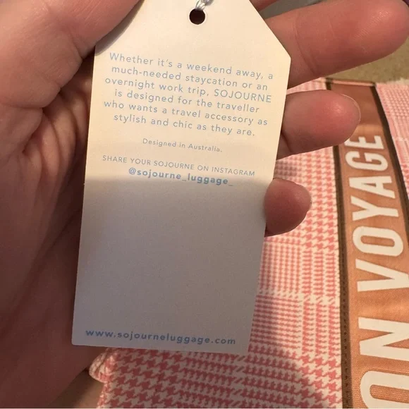 Sojourne Luggage “Bonjour” Pink Checkered Tote Bag NWT*** - Picture 4 of 8